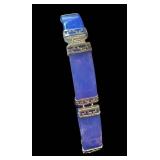 Vintage Purple Jade & Sterling Silver Bracelet, 7 Inches