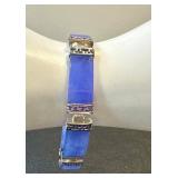 Vintage Purple Jade & Sterling Silver Bracelet, 7 Inches
