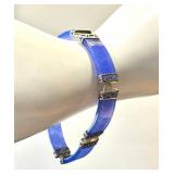 Vintage Purple Jade & Sterling Silver Bracelet, 7 Inches