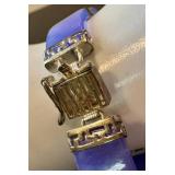 Vintage Purple Jade & Sterling Silver Bracelet, 7 Inches