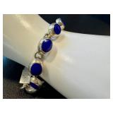 Sterling Silver & Lapis Bracelet - 7-Inch, 925 Marked