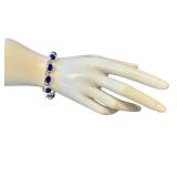 Sterling Silver & Lapis Bracelet - 7-Inch, 925 Marked