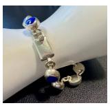 Sterling Silver & Lapis Bracelet - 7-Inch, 925 Marked