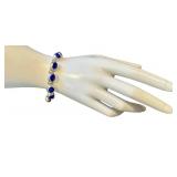 Sterling Silver & Lapis Bracelet - 7-Inch, 925 Marked
