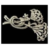 Vintage Marcasite Filigree Brooch & Sterling-Stamped Earrings Set (2 Pairs)
