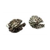 Vintage Marcasite Filigree Brooch & Sterling-Stamped Earrings Set (2 Pairs)