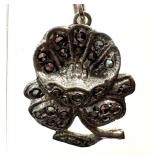Vintage Marcasite Filigree Brooch & Sterling-Stamped Earrings Set (2 Pairs)