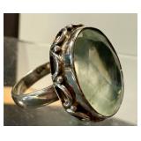 Prehnite Gemstone Sterling Silver Ring - Size 9.5