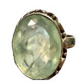 Prehnite Gemstone Sterling Silver Ring - Size 9.5