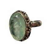 Prehnite Gemstone Sterling Silver Ring - Size 9.5