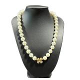Cultured Pearl Necklace with Pave Crystal Flower Cluster Clasp