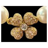 Cultured Pearl Necklace with Pave Crystal Flower Cluster Clasp