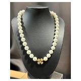 Cultured Pearl Necklace with Pave Crystal Flower Cluster Clasp