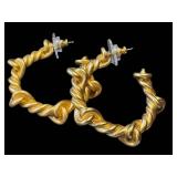 Liz Claiborne Vintage Statement Gold Tone Hoop Earrings