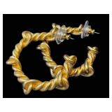 Liz Claiborne Vintage Statement Gold Tone Hoop Earrings