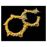 Liz Claiborne Vintage Statement Gold Tone Hoop Earrings
