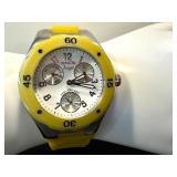 Invicta Angel Chronograph Watch - Not Tested, Yellow Bezel & Silicone Strap