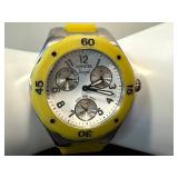 Invicta Angel Chronograph Watch - Not Tested, Yellow Bezel & Silicone Strap