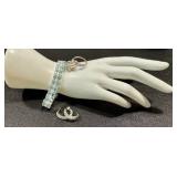 Sterling Silver Aquamarine Bracelet, Two Rings & Earrings (Lot of 4)