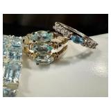 Sterling Silver Aquamarine Bracelet, Two Rings & Earrings (Lot of 4)