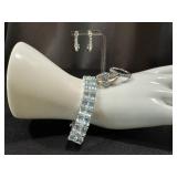 Sterling Silver Aquamarine Bracelet, Two Rings & Earrings (Lot of 4)