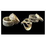 Five Sterling Silver Rings - Assorted Styles, US Sizes 5.75 to 8
