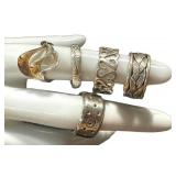 Five Sterling Silver Rings - Assorted Styles, US Sizes 5.75 to 8