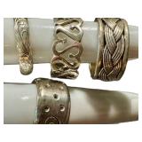 Five Sterling Silver Rings - Assorted Styles, US Sizes 5.75 to 8