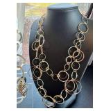 Aura 40in Silver-Tone Link Necklace, Donon Earrings (Israel) & Tri-Tone 16-18in Necklace - Mixed