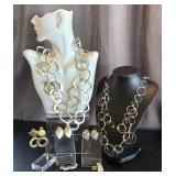 Aura 40in Silver-Tone Link Necklace, Donon Earrings (Israel) & Tri-Tone 16-18in Necklace - Mixed