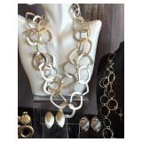 Aura 40in Silver-Tone Link Necklace, Donon Earrings (Israel) & Tri-Tone 16-18in Necklace - Mixed