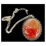 Snakeskin Agate Pendant on Silver-Tone Chain, 18-Inch