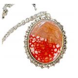 Snakeskin Agate Pendant on Silver-Tone Chain, 18-Inch