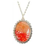 Snakeskin Agate Pendant on Silver-Tone Chain, 18-Inch