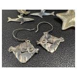 Sterling Silver Nautical Jewelry Assortment - Starfish, Shark, Moon & Boat Charms