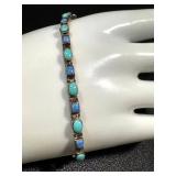 Turquoise & Sterling Silver Bracelet - 6.75 Inch Length