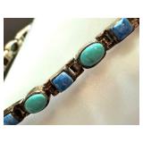 Turquoise & Sterling Silver Bracelet - 6.75 Inch Length