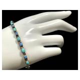Turquoise & Sterling Silver Bracelet - 6.75 Inch Length