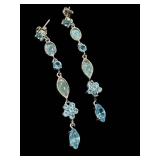 Gemstone Drop Earrings with Floral Cluster Accents