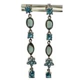 Gemstone Drop Earrings with Floral Cluster Accents