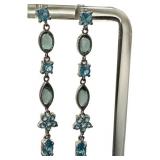 Gemstone Drop Earrings with Floral Cluster Accents