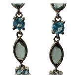 Gemstone Drop Earrings with Floral Cluster Accents
