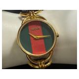 Gucci Gold-Tone Pendant Watch with Red-Green Dial - Untested