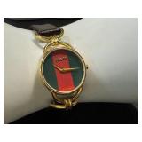 Gucci Gold-Tone Pendant Watch with Red-Green Dial - Untested