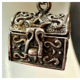 Sterling Silver Prayer Box Bracelet on Woven Leather - 7 Inches