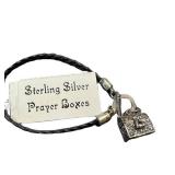 Sterling Silver Prayer Box Bracelet on Woven Leather - 7 Inches