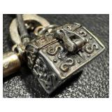 Sterling Silver Prayer Box Bracelet on Woven Leather - 7 Inches