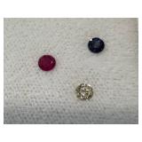 Ruby, Sapphire & Diamond Gemstones (4mm) (Lot of 3)