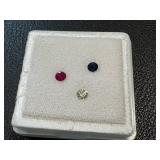 Ruby, Sapphire & Diamond Gemstones (4mm) (Lot of 3)
