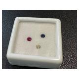 Ruby, Sapphire & Diamond Gemstones (4mm) (Lot of 3)